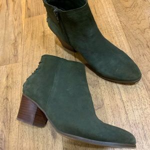 Aldo Green Suede Booties with Laced Heel Detail